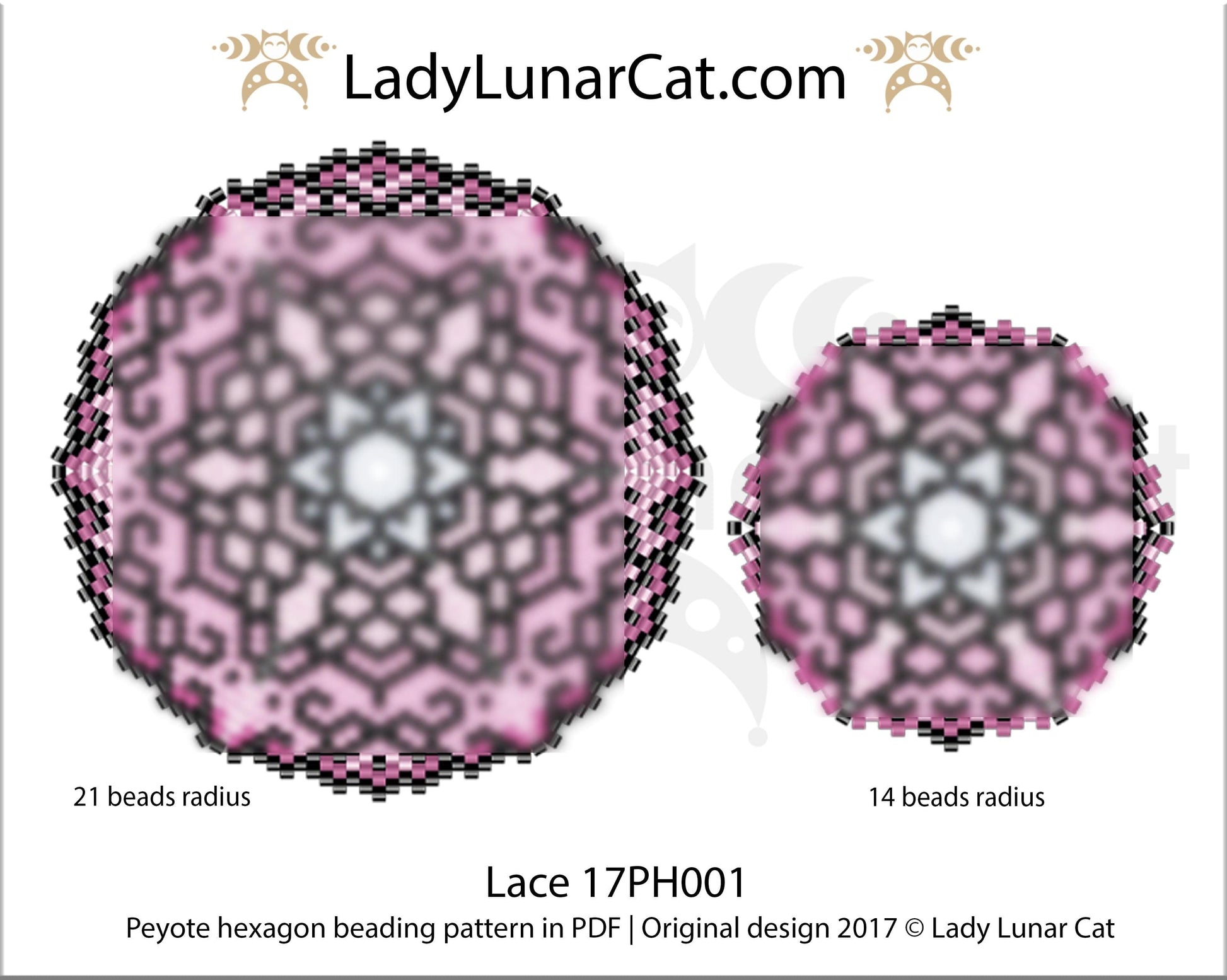 Peyote hexagon pattern for beading Lace 17PH001 LadyLunarCat