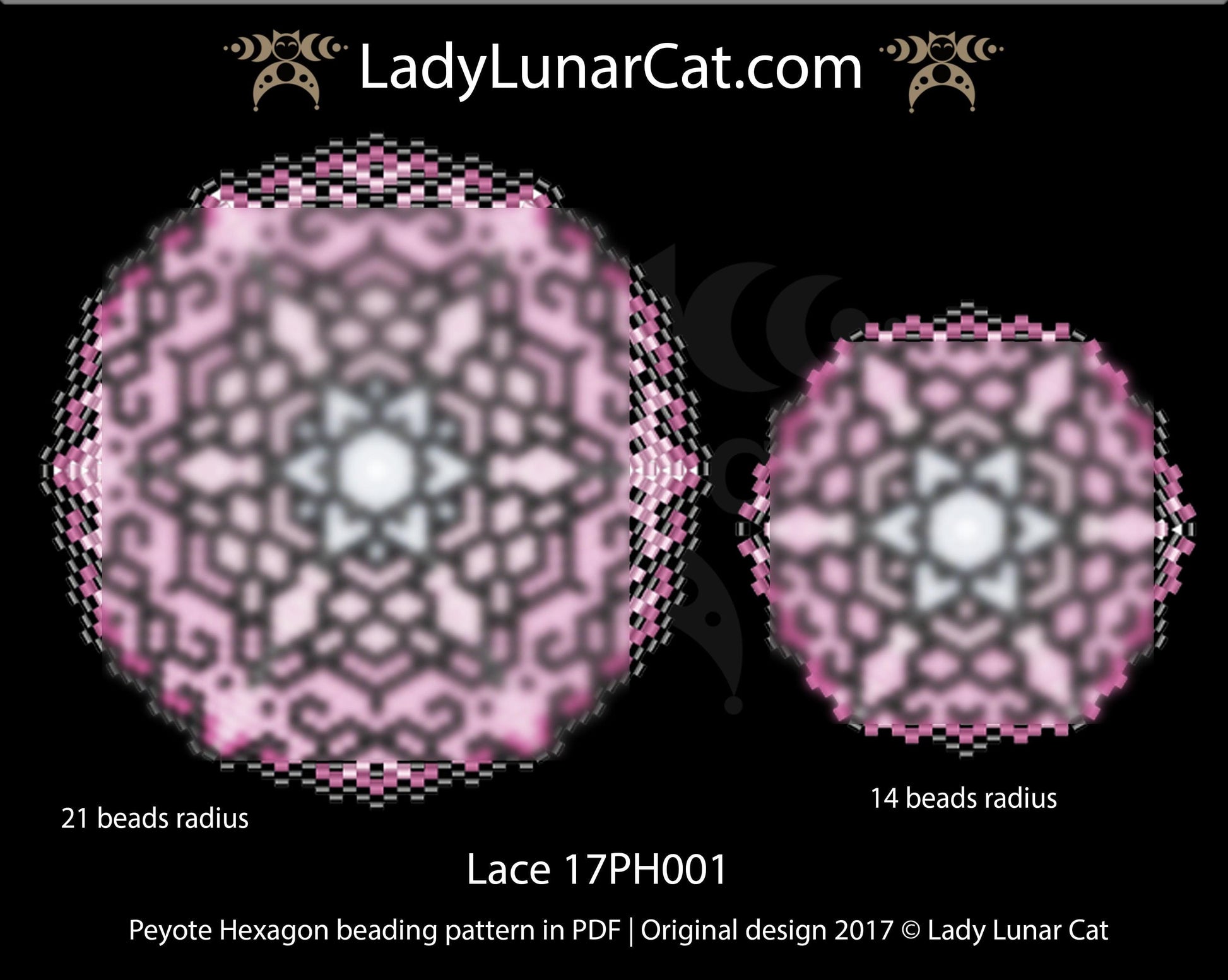 Peyote hexagon pattern for beading Lace 17PH001 LadyLunarCat