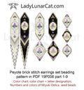 Lilac vintage flowers brick stitch beading earrings set pattern19P006 LadyLunarCat