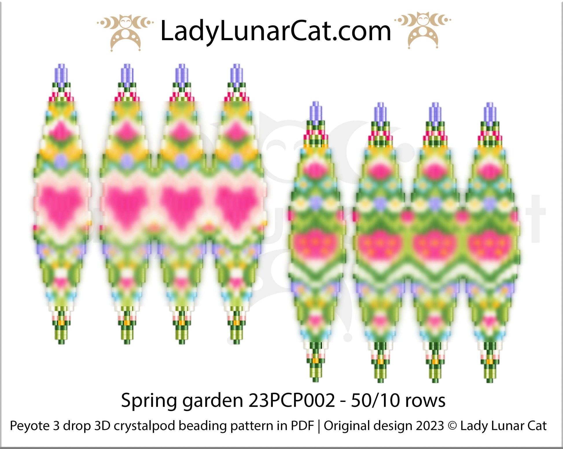 3drop pod pattern or crystalpod pattern for beading Spring garden 23PCP002 LadyLunarCat