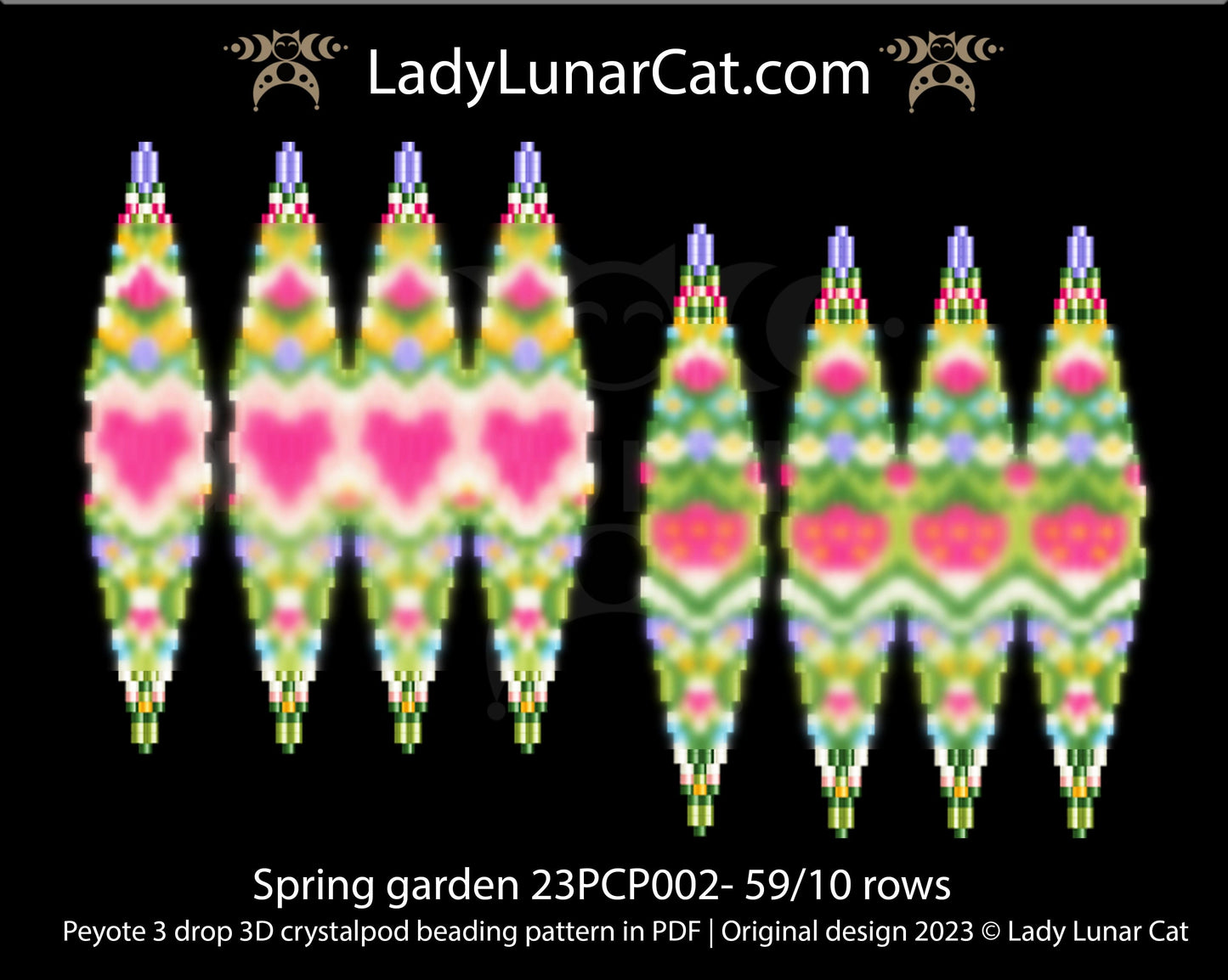 3drop pod pattern or crystalpod pattern for beading Spring garden 23PCP002 LadyLunarCat
