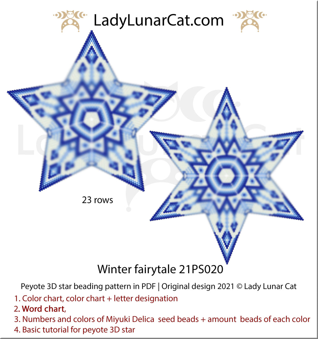 Beaded star pattern for beading- Winter fairytale 21PS020 23 rows LadyLunarCat