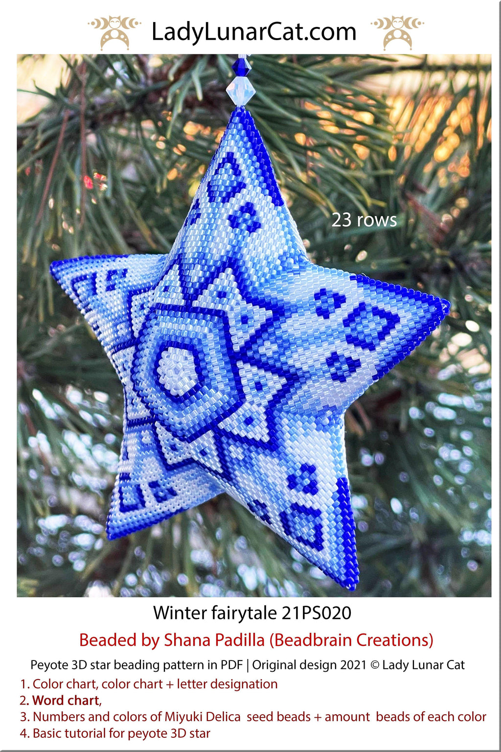 Beaded star pattern for beading- Winter fairytale 21PS020 23 rows LadyLunarCat