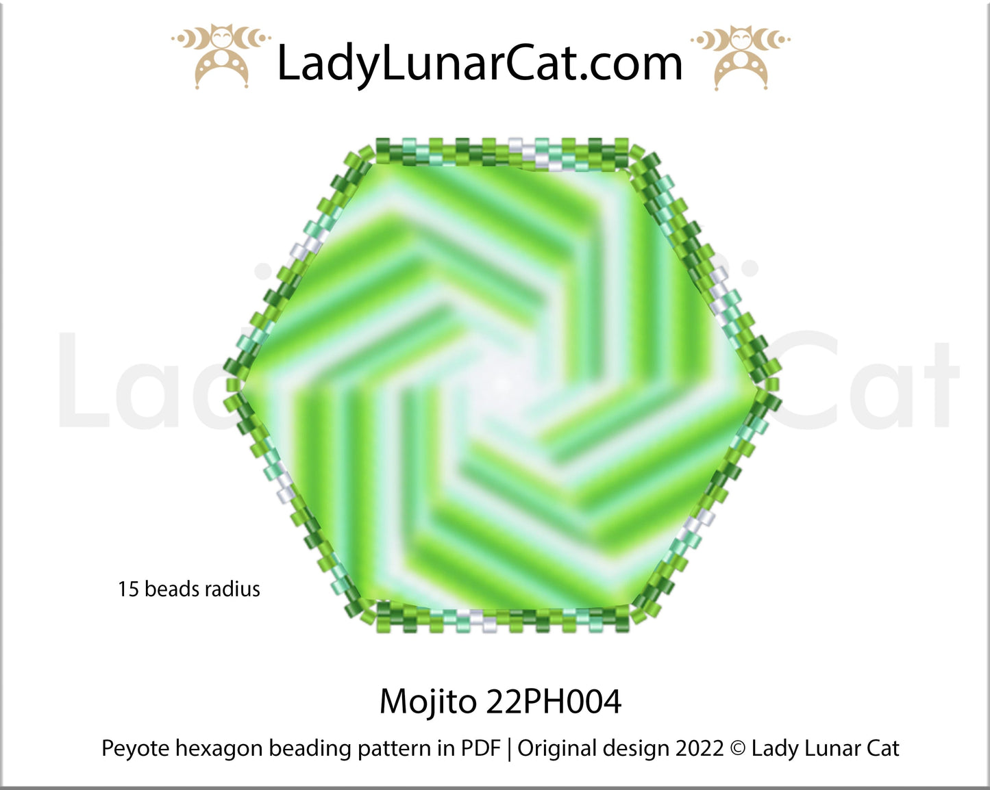 Peyote hexagon pattern for beading Northern Mojito 22PH004 LadyLunarCat