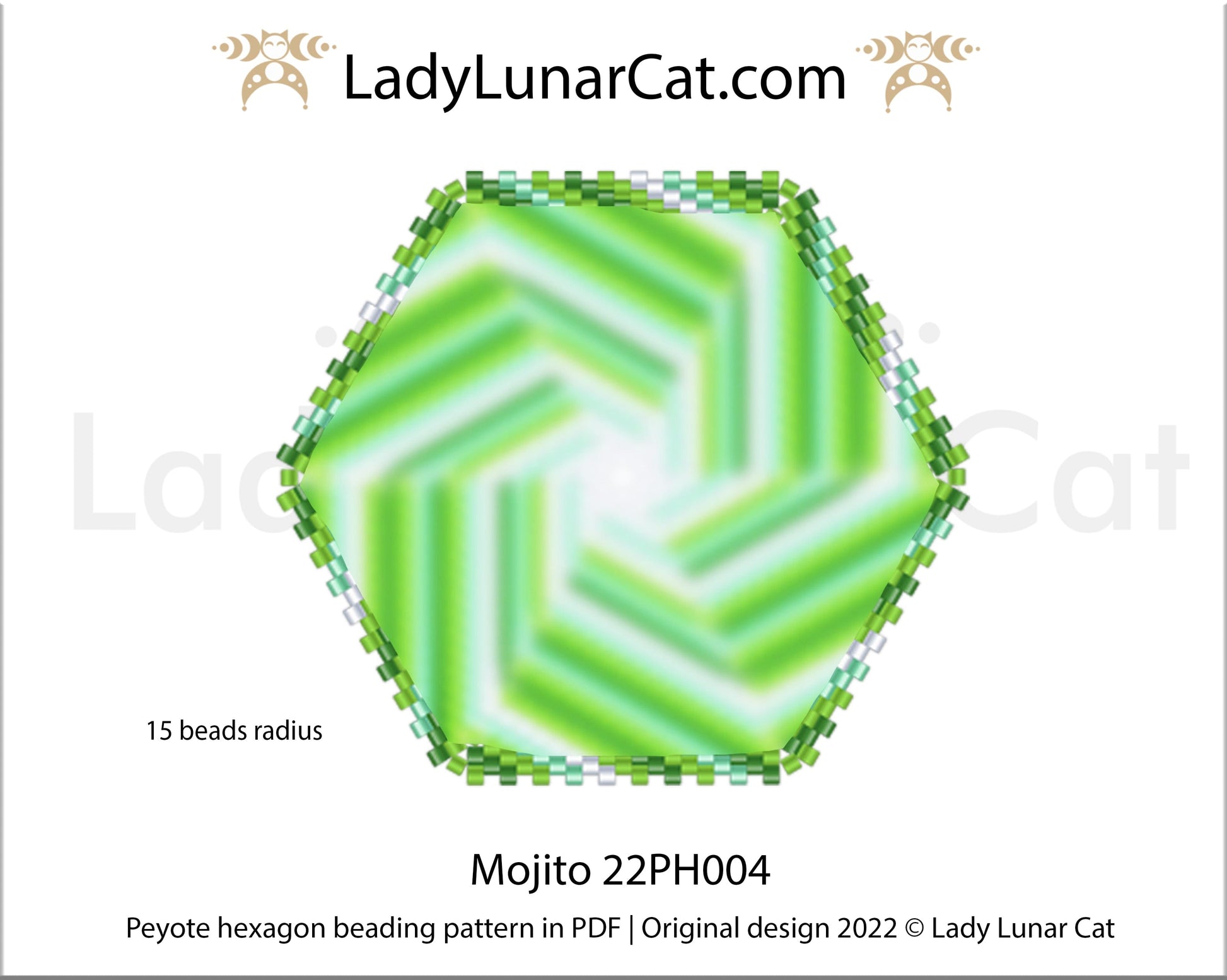 Peyote hexagon pattern for beading Northern Mojito 22PH004 LadyLunarCat