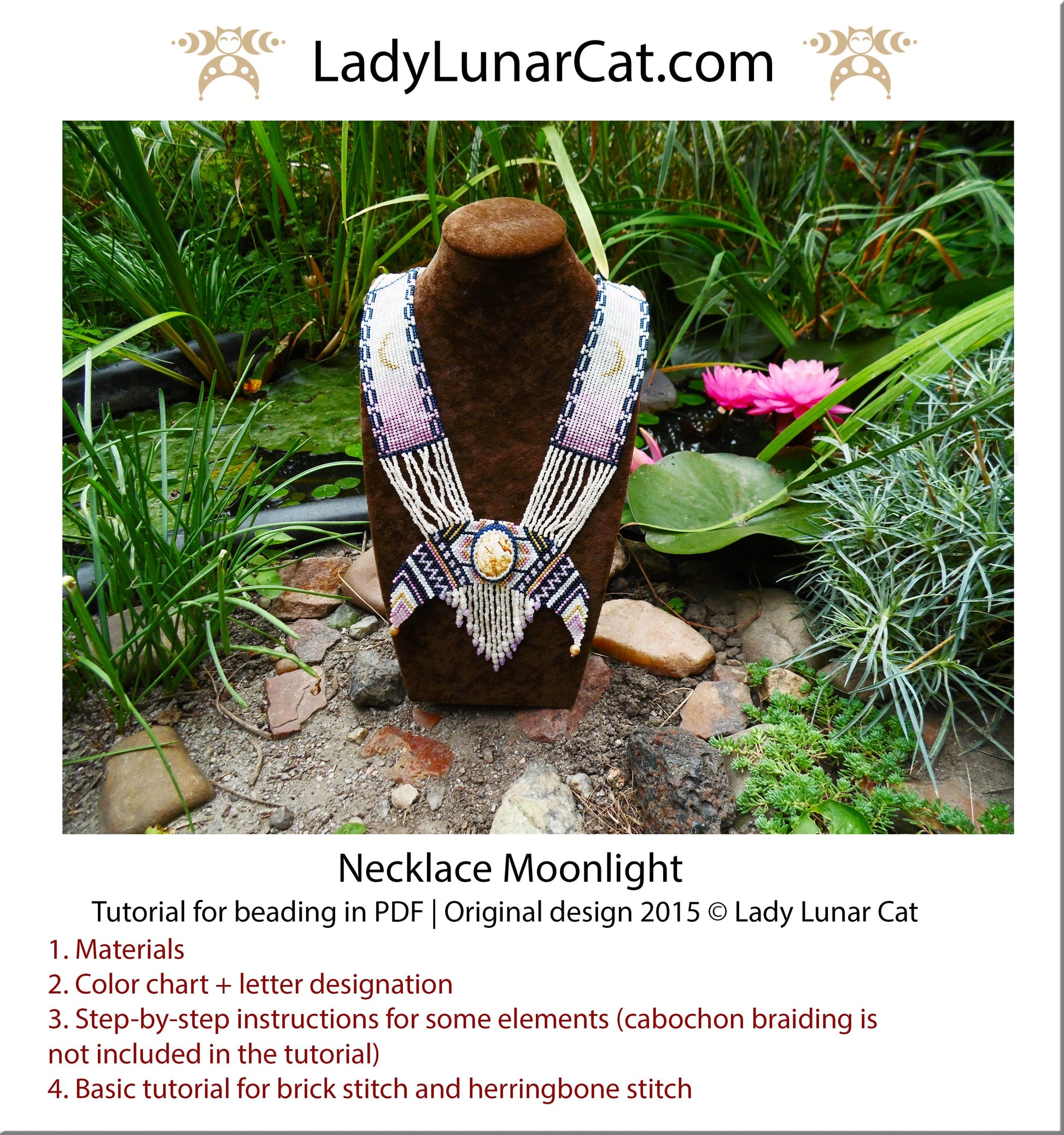 Beading tutorial Necklace Moonlight LadyLunarCat