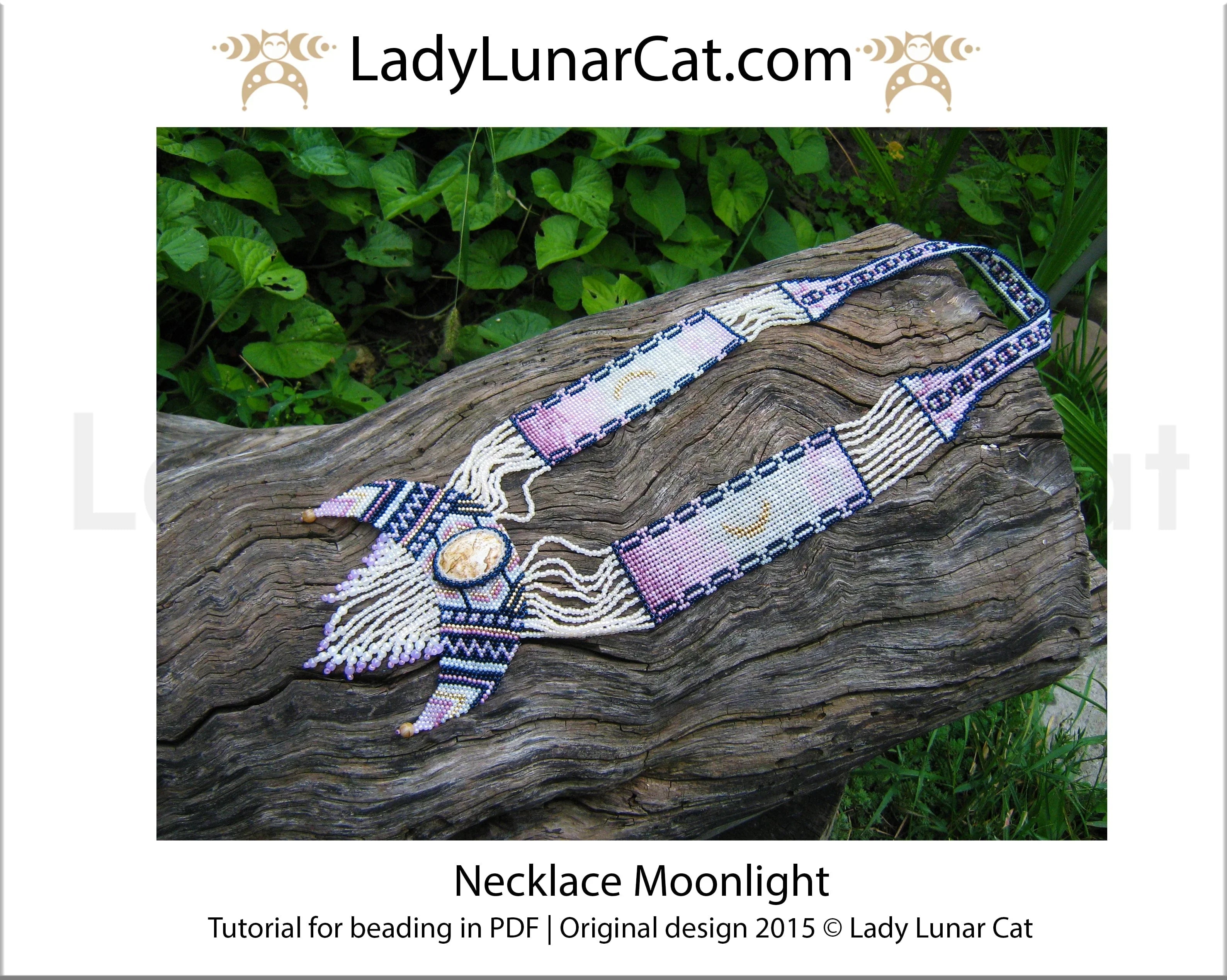 Moonlight necklace pattern - bead legend and step by step instructions PDF LadyLunarCat
