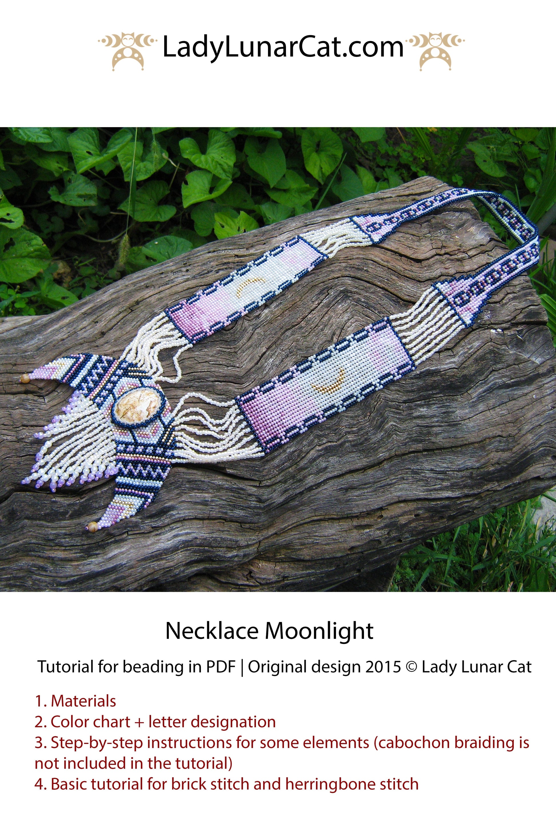 Beading tutorial Necklace Moonlight LadyLunarCat