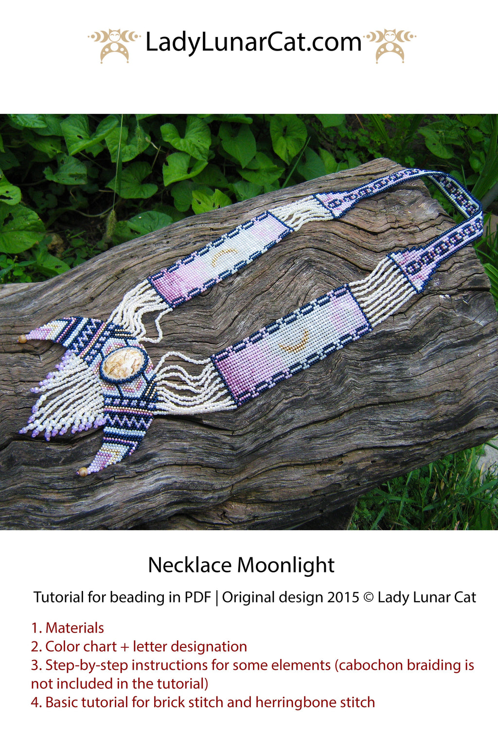 Beading tutorial Necklace Moonlight LadyLunarCat