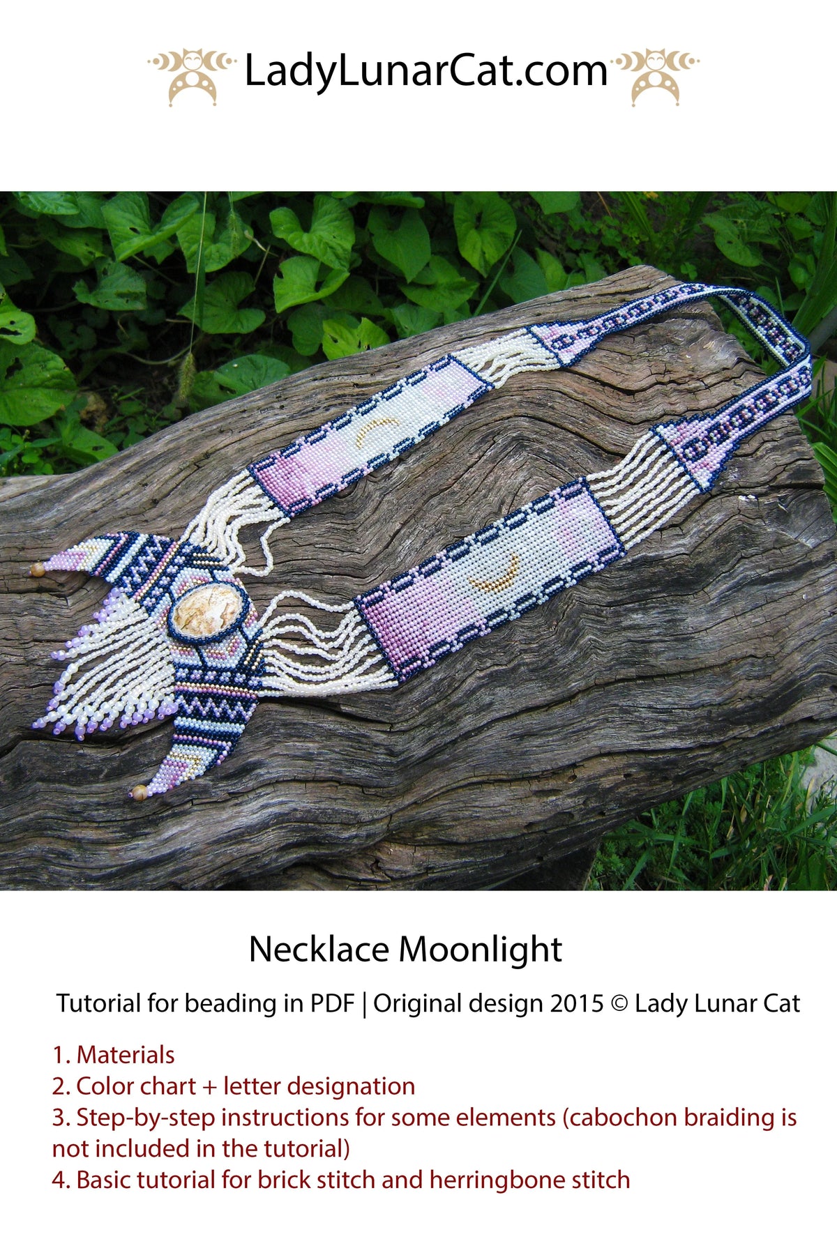 Moonlight beaded gerdan close up - lunnitsa pendant traditional Ukrainian jewelry LadyLunarCat