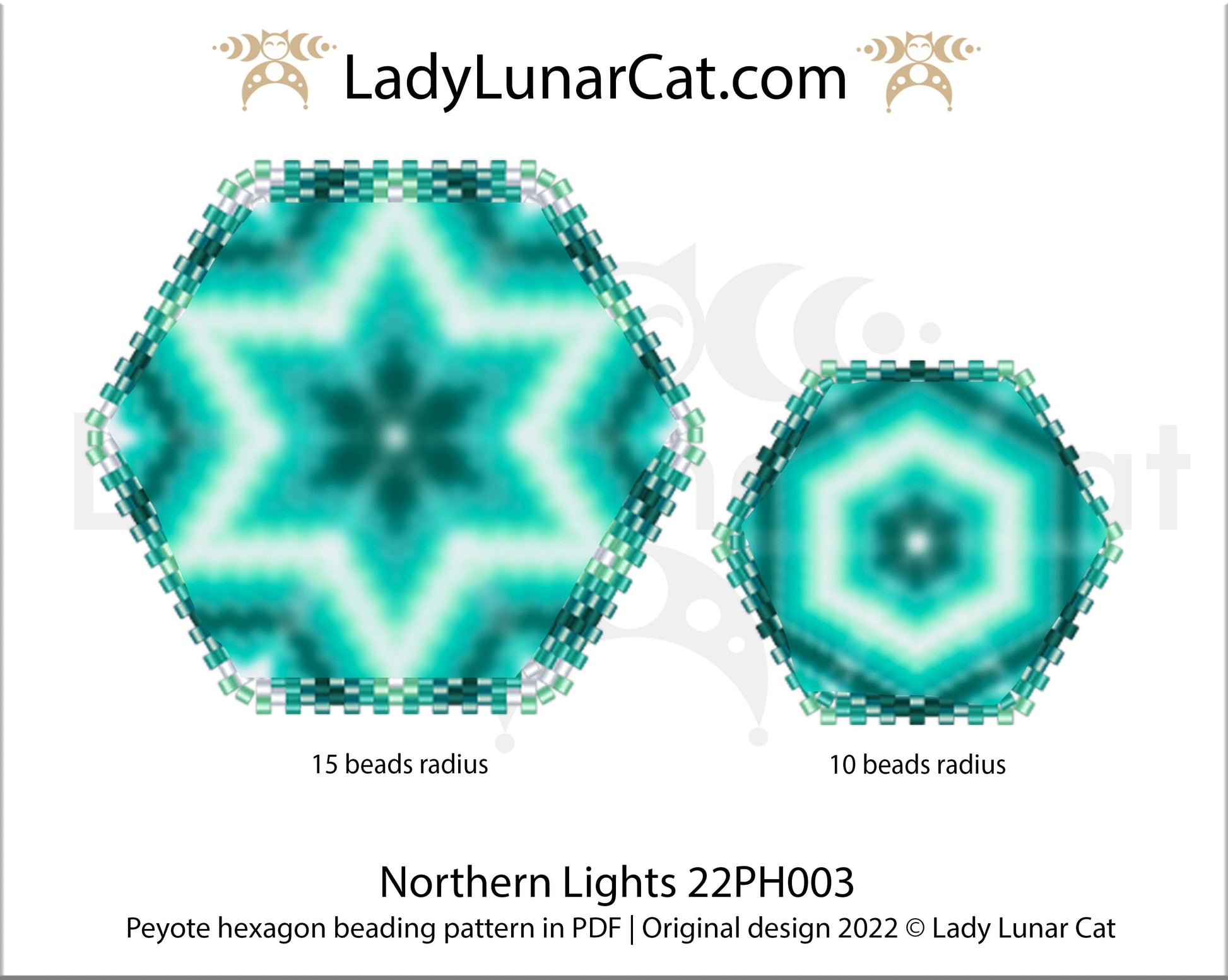 Peyote hexagon pattern for beading Northern Lights 22PH003 LadyLunarCat