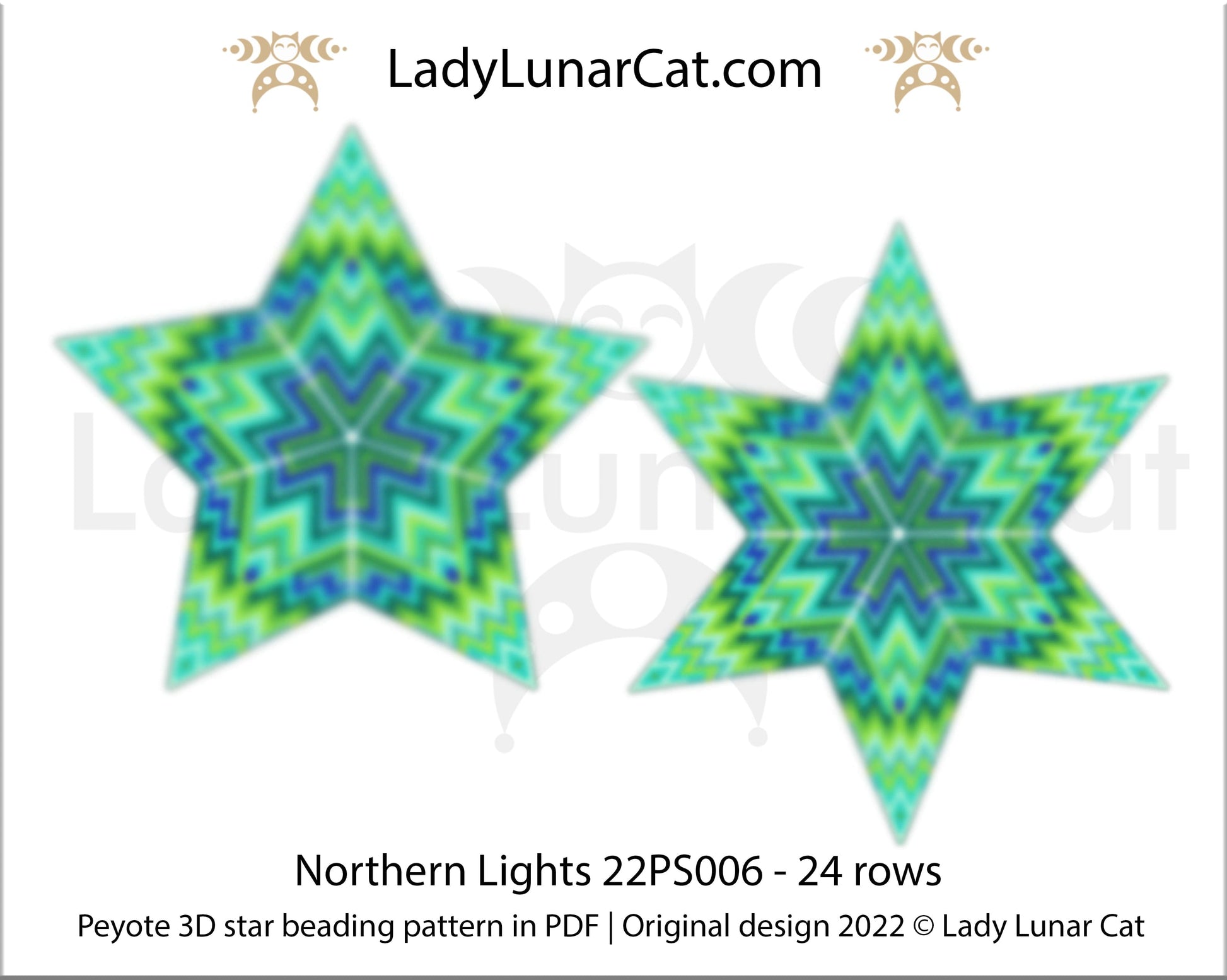 Peyote star pattern for beading - Northern Lights 22PS006 24 rows LadyLunarCat