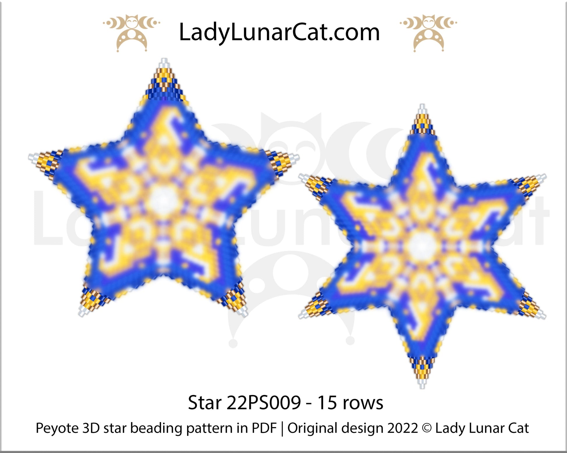 Peyote star pattern for beading - Star 22PS009 15 rows LadyLunarCat