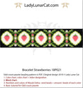 Strawberries peyote bracelet - 92x27 beads 46-bead element 7 colors odd count PDF LadyLunarCat