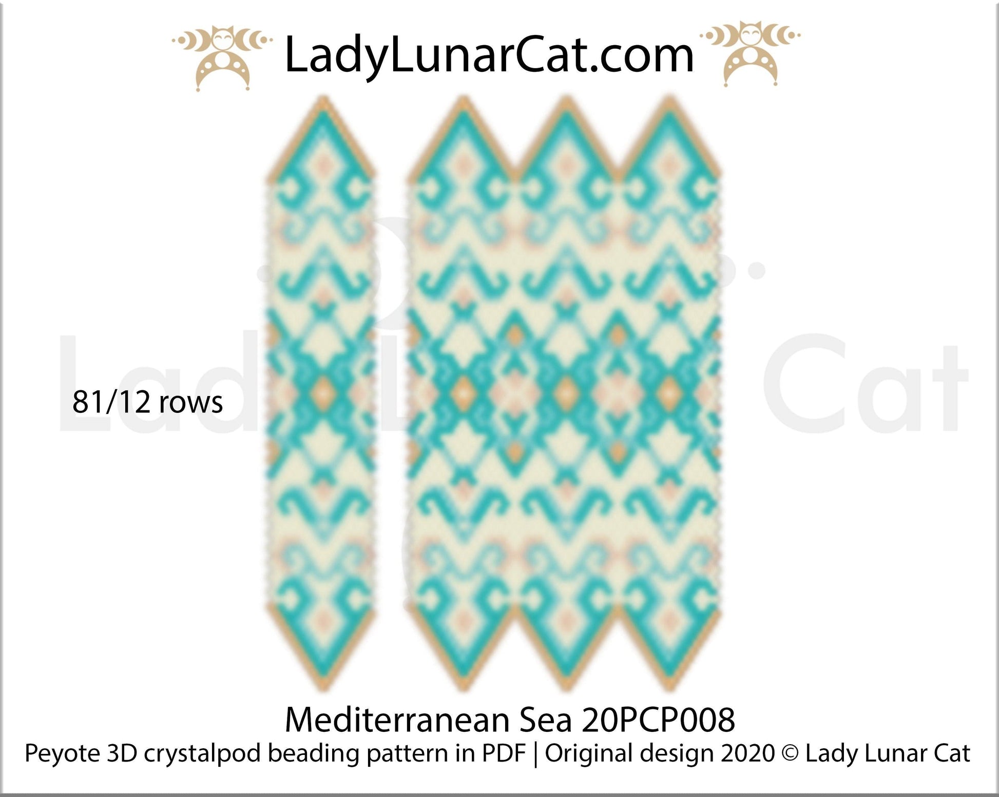 Peyote 3D crystalpod pattern for beading Mediterranean Sea 20PCP008 LadyLunarCat