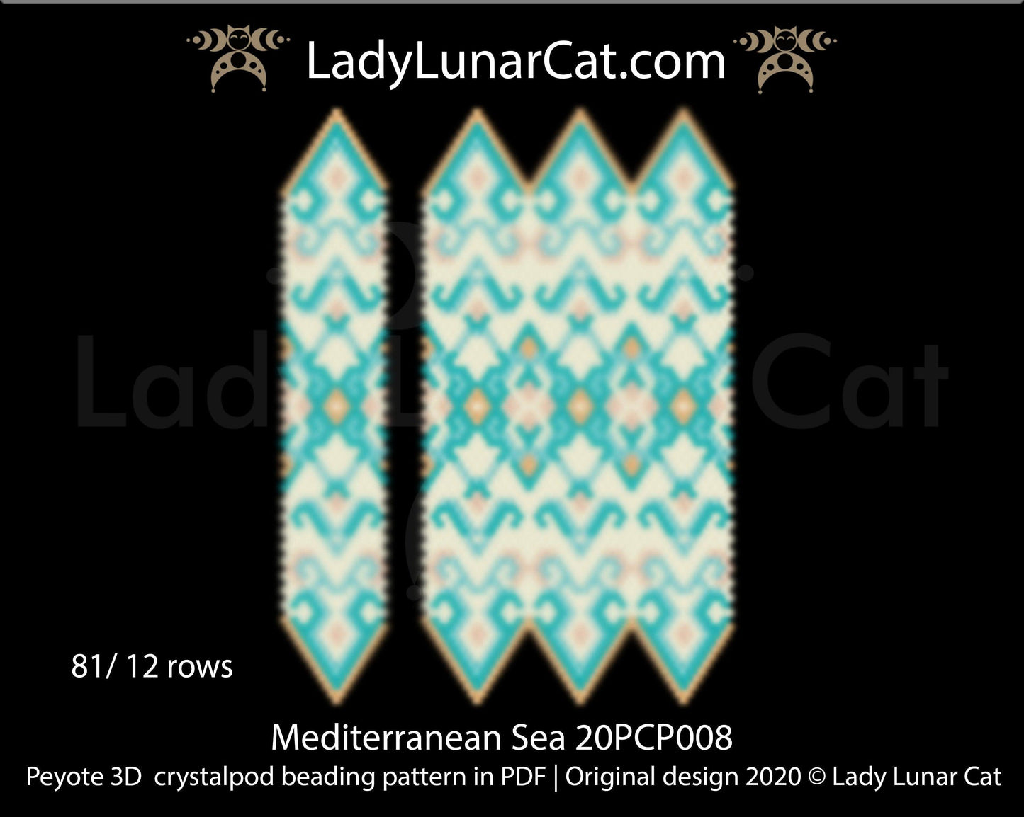 Peyote 3D crystalpod pattern for beading Mediterranean Sea 20PCP008 LadyLunarCat