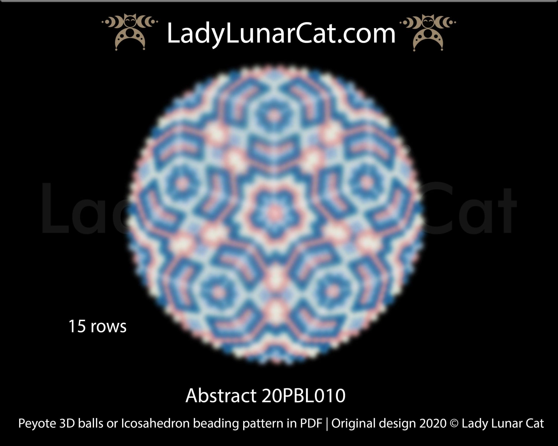 Peyote 3d ball pattern for beading | Beaded Icosahedron Abstract 20PBL010 15 rows LadyLunarCat