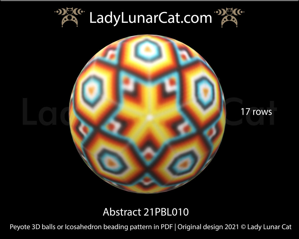 Peyote 3d ball pattern for beading | Beaded Icosahedron Abstract 21PBL010 17 rows LadyLunarCat