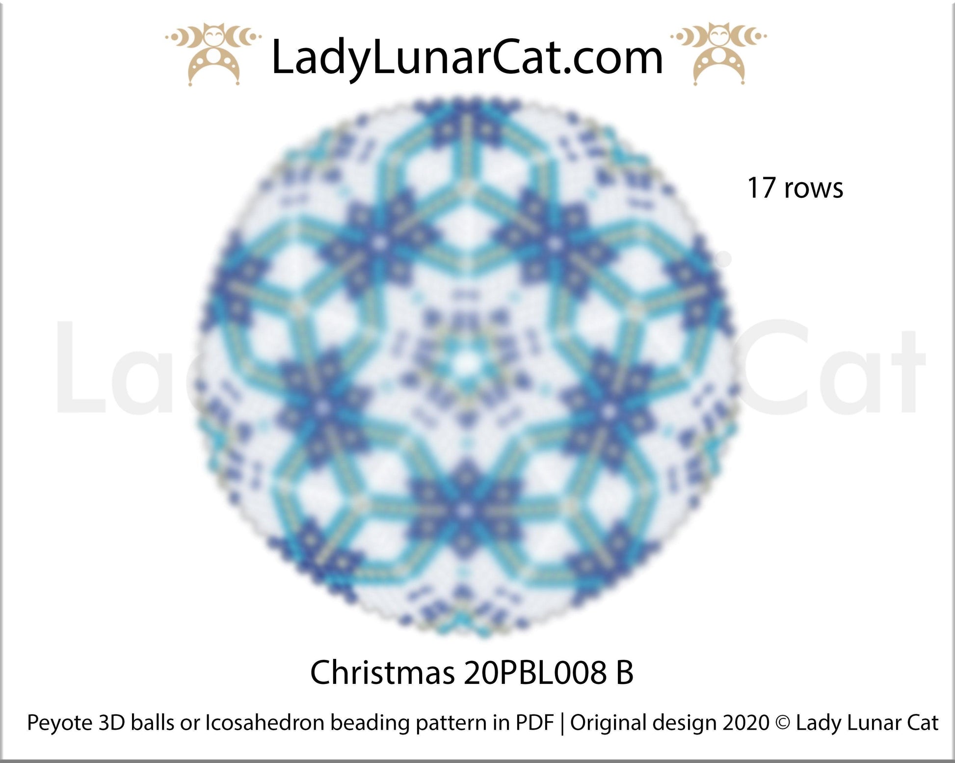 Peyote 3d ball pattern for beading | Beaded Icosahedron Christmas 20PBL008 17 rows LadyLunarCat