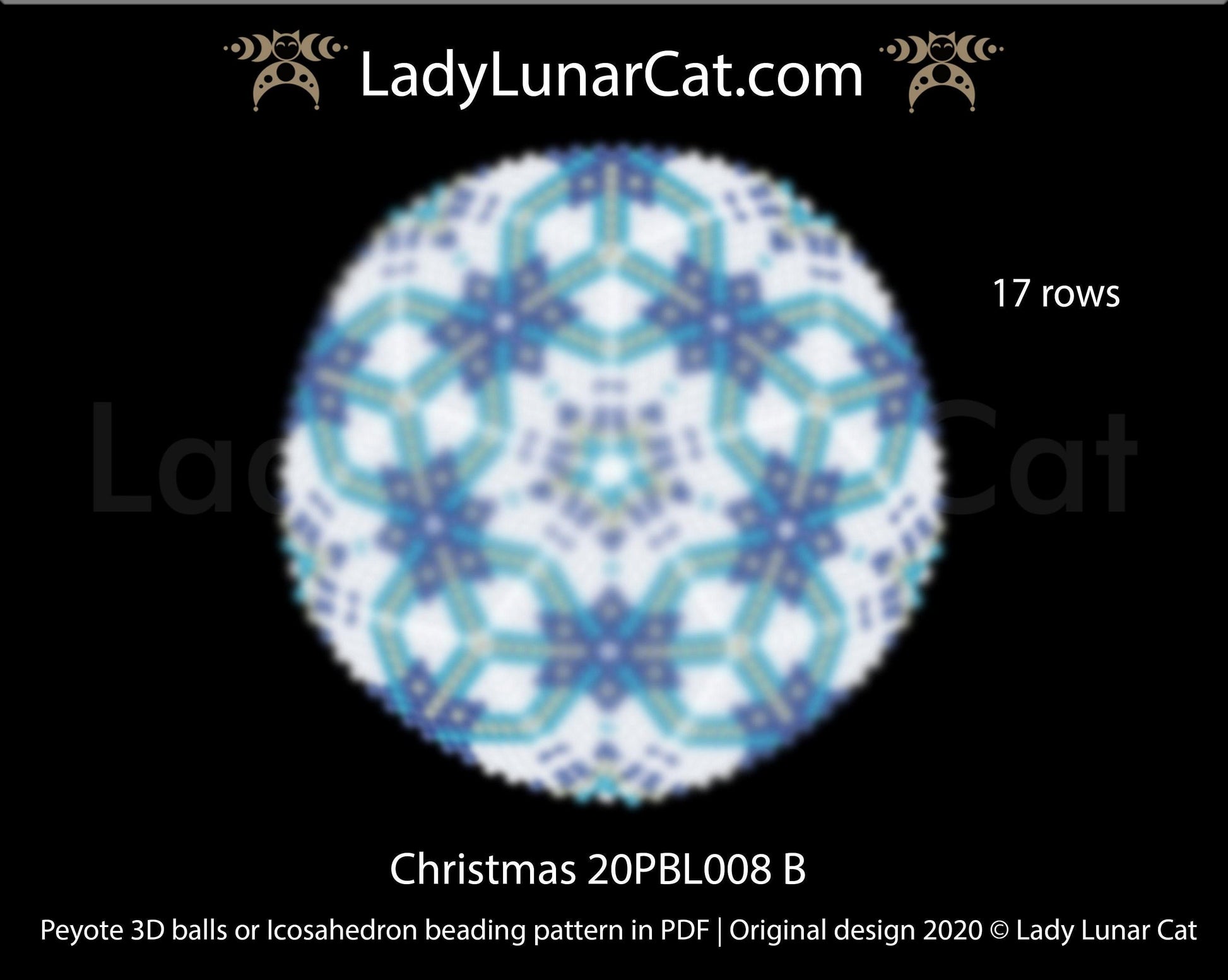 Peyote 3d ball pattern for beading | Beaded Icosahedron Christmas 20PBL008 17 rows LadyLunarCat