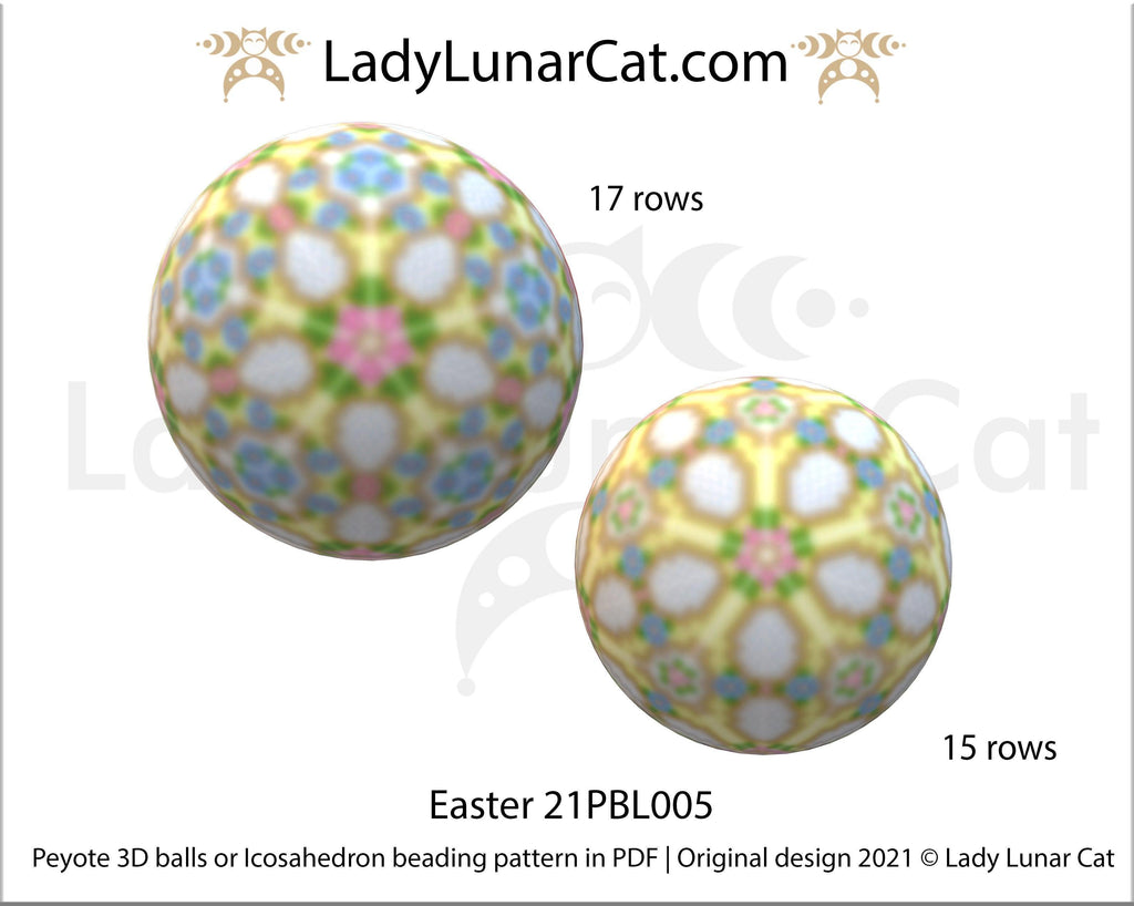 Peyote 3d ball pattern for beading | Beaded Icosahedron Easter 21PBL005 17/15 rows LadyLunarCat