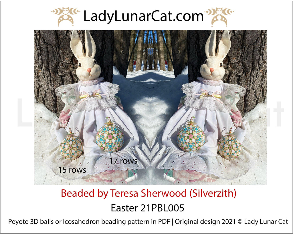 Peyote 3d ball pattern for beading | Beaded Icosahedron Easter 21PBL005 17/15 rows LadyLunarCat