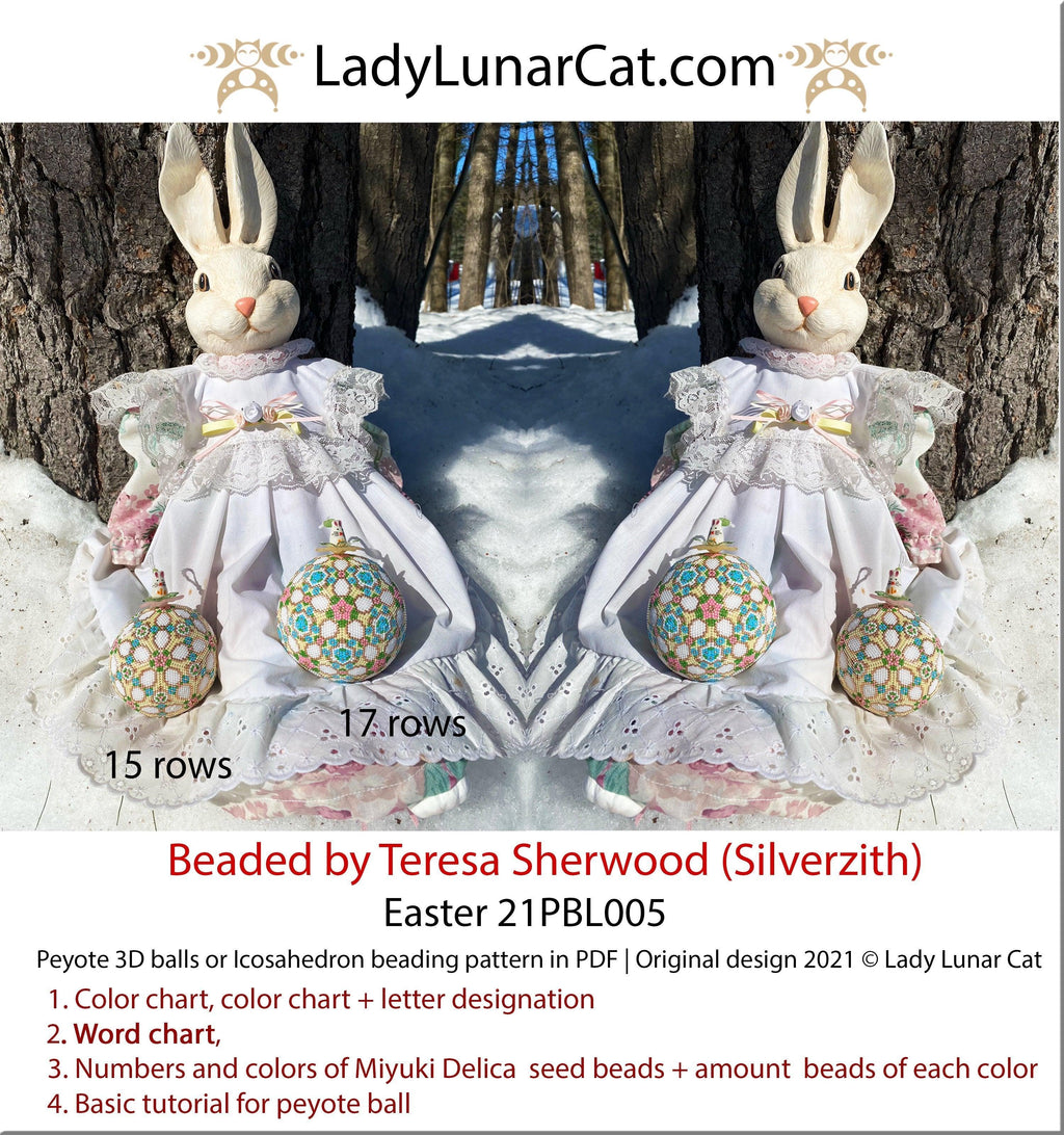 Peyote 3d ball pattern for beading | Beaded Icosahedron Easter 21PBL005 17/15 rows LadyLunarCat