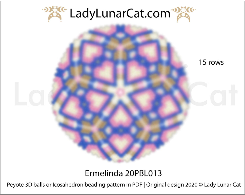 Peyote 3d ball pattern for beading | Beaded Icosahedron Ermelinda 20PBL013 15 rows LadyLunarCat