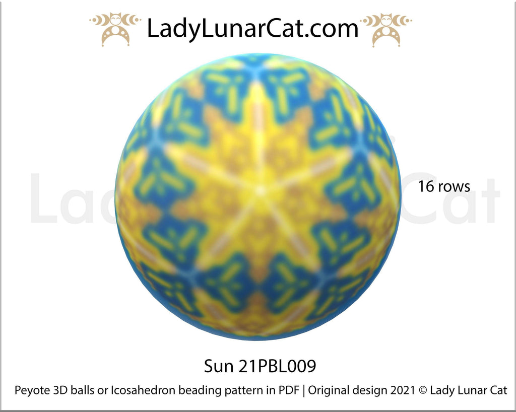 Peyote 3d ball pattern for beading | Beaded Icosahedron Sun 21PBL009 16 rows LadyLunarCat