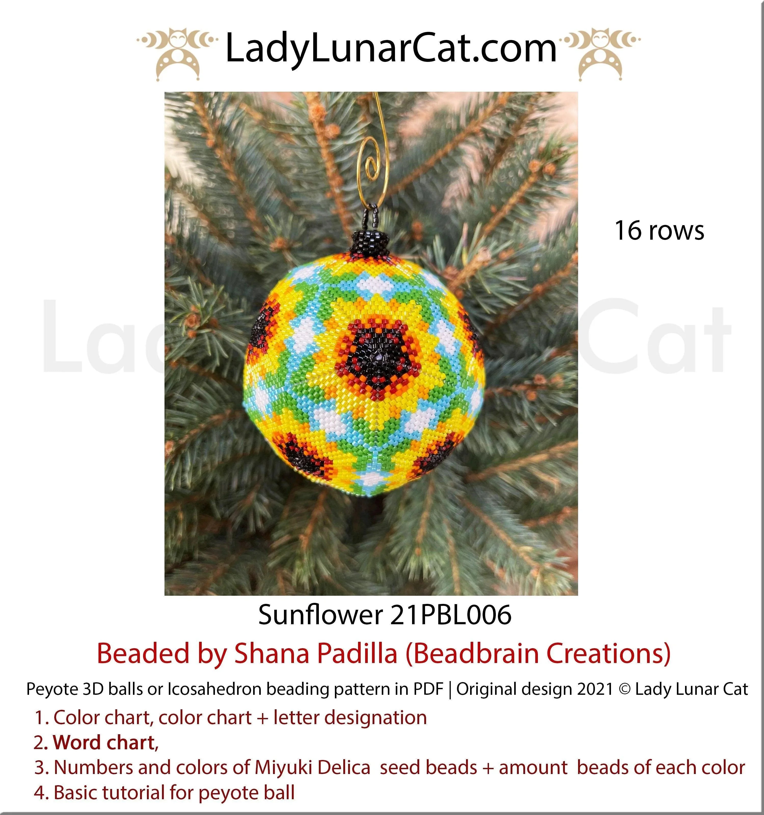 Sunflower 3D ball detail - 8 colors honey field close up 31 pages LadyLunarCat