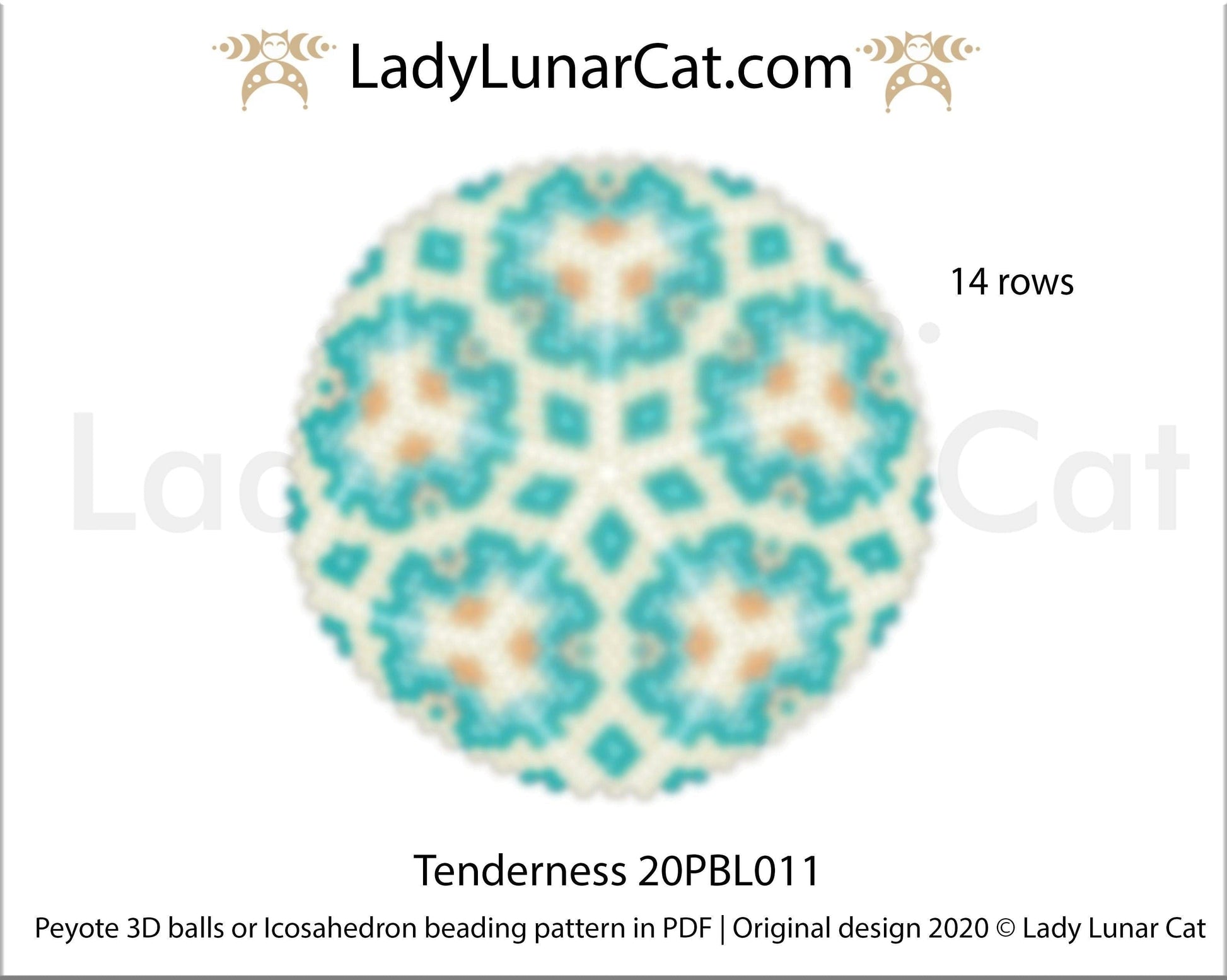Peyote 3d ball pattern for beading | Beaded Icosahedron Tenderness 20PBL011 14 rows LadyLunarCat