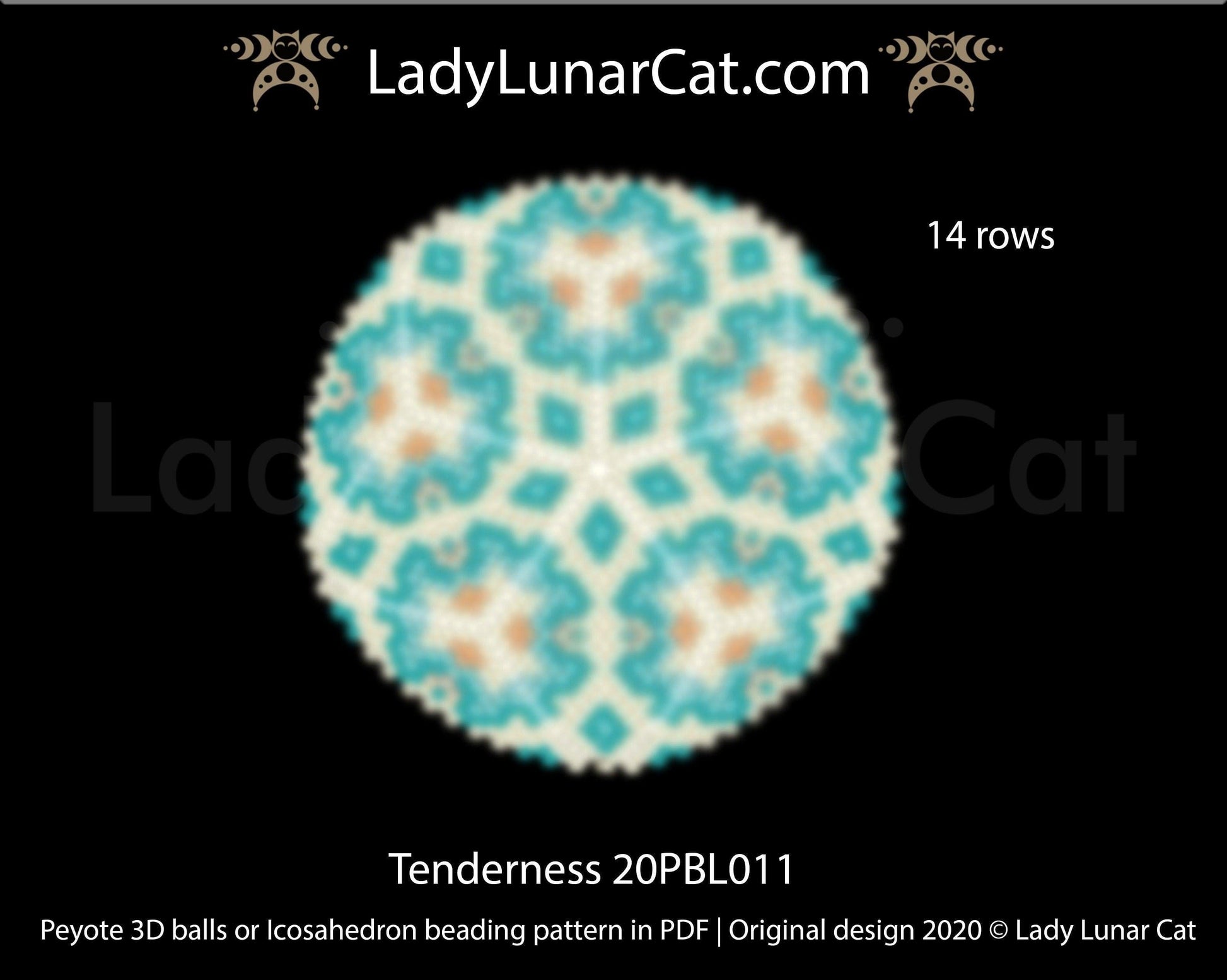 Peyote 3d ball pattern for beading | Beaded Icosahedron Tenderness 20PBL011 14 rows LadyLunarCat