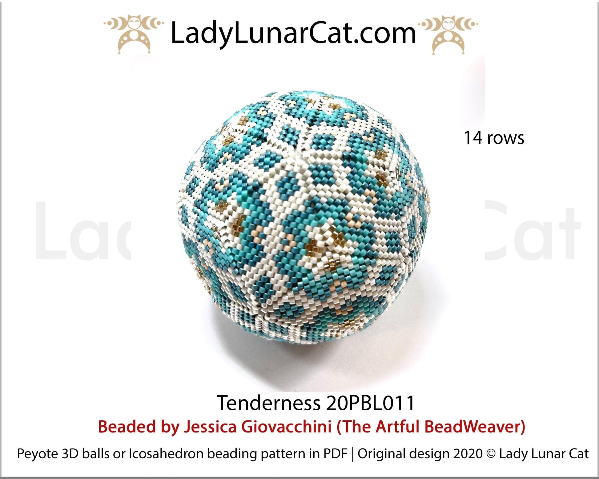 Peyote 3d ball pattern for beading | Beaded Icosahedron Tenderness 20PBL011 14 rows LadyLunarCat