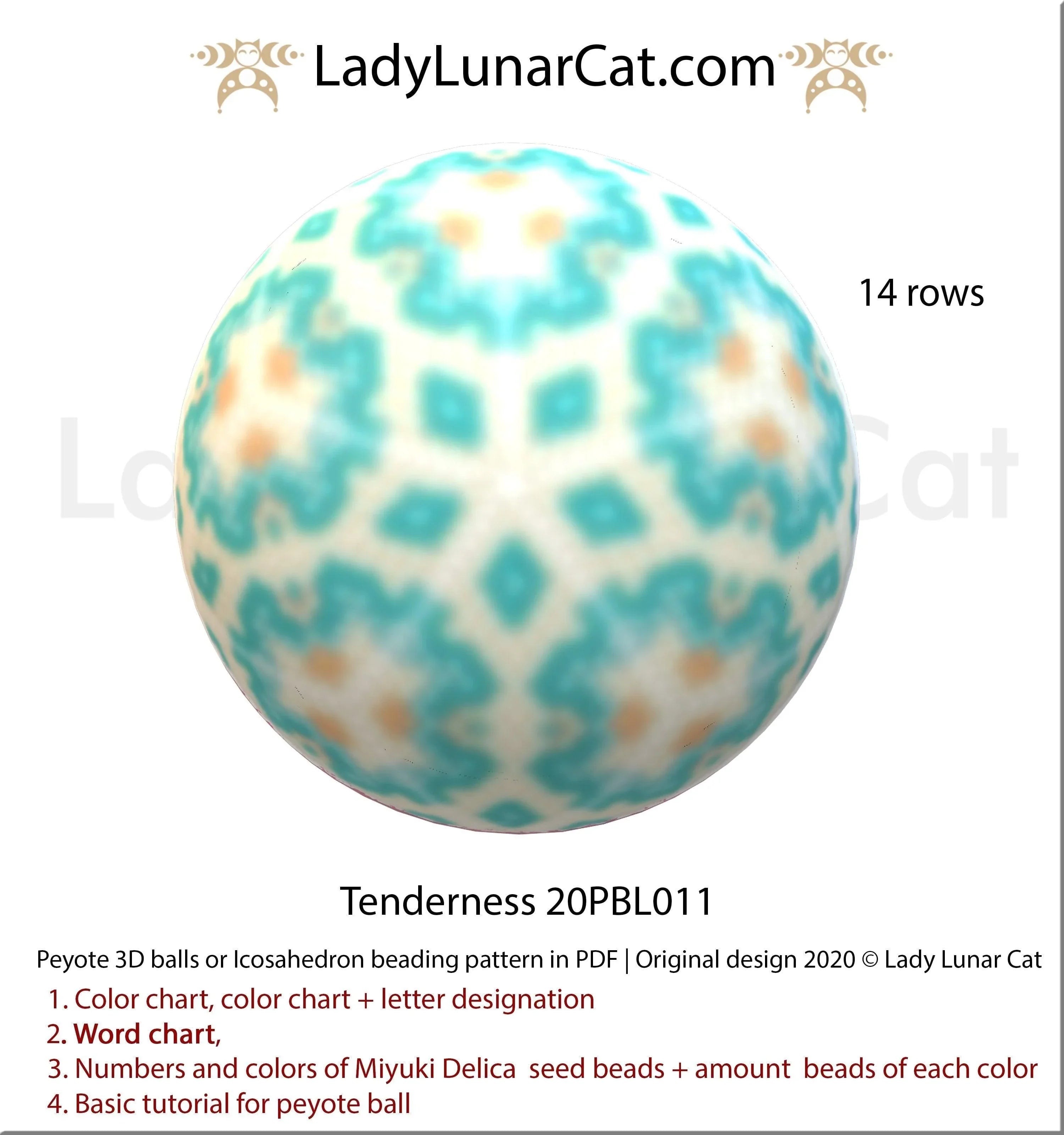 Tenderness beaded ball full view - soft turquoise Miyuki Delica christmas ornament LadyLunarCat