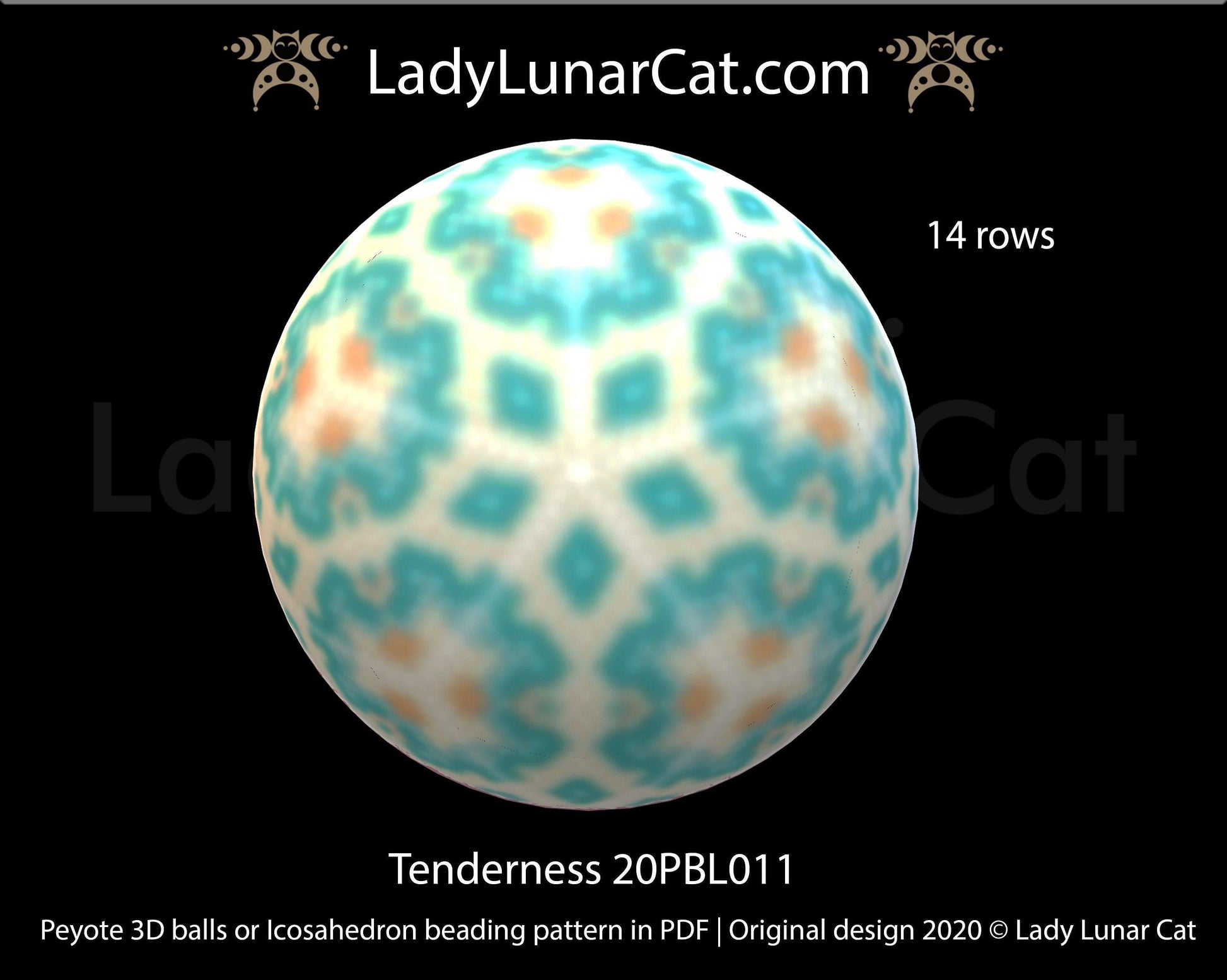 Peyote 3d ball pattern for beading | Beaded Icosahedron Tenderness 20PBL011 14 rows LadyLunarCat