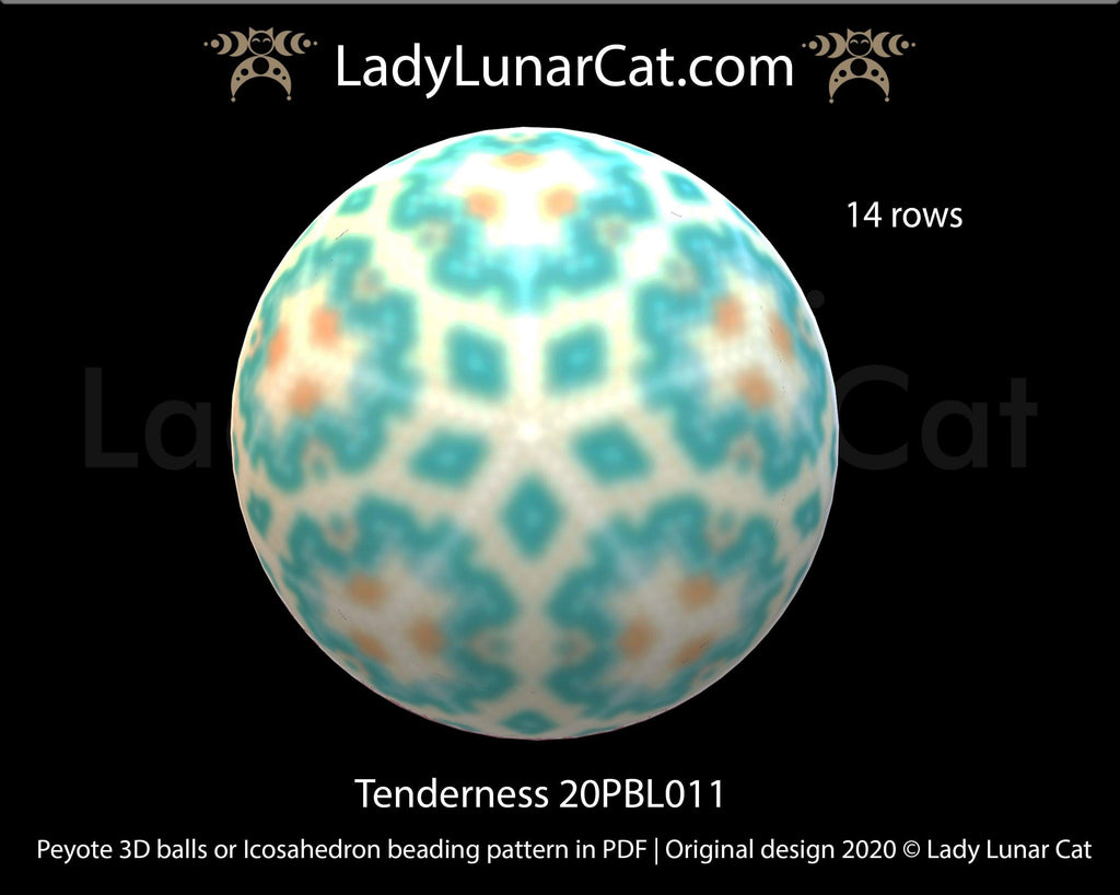Peyote 3d ball pattern for beading | Beaded Icosahedron Tenderness 20PBL011 14 rows LadyLunarCat