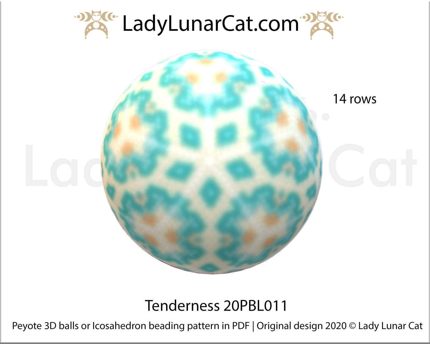 Peyote 3d ball pattern for beading | Beaded Icosahedron Tenderness 20PBL011 14 rows LadyLunarCat