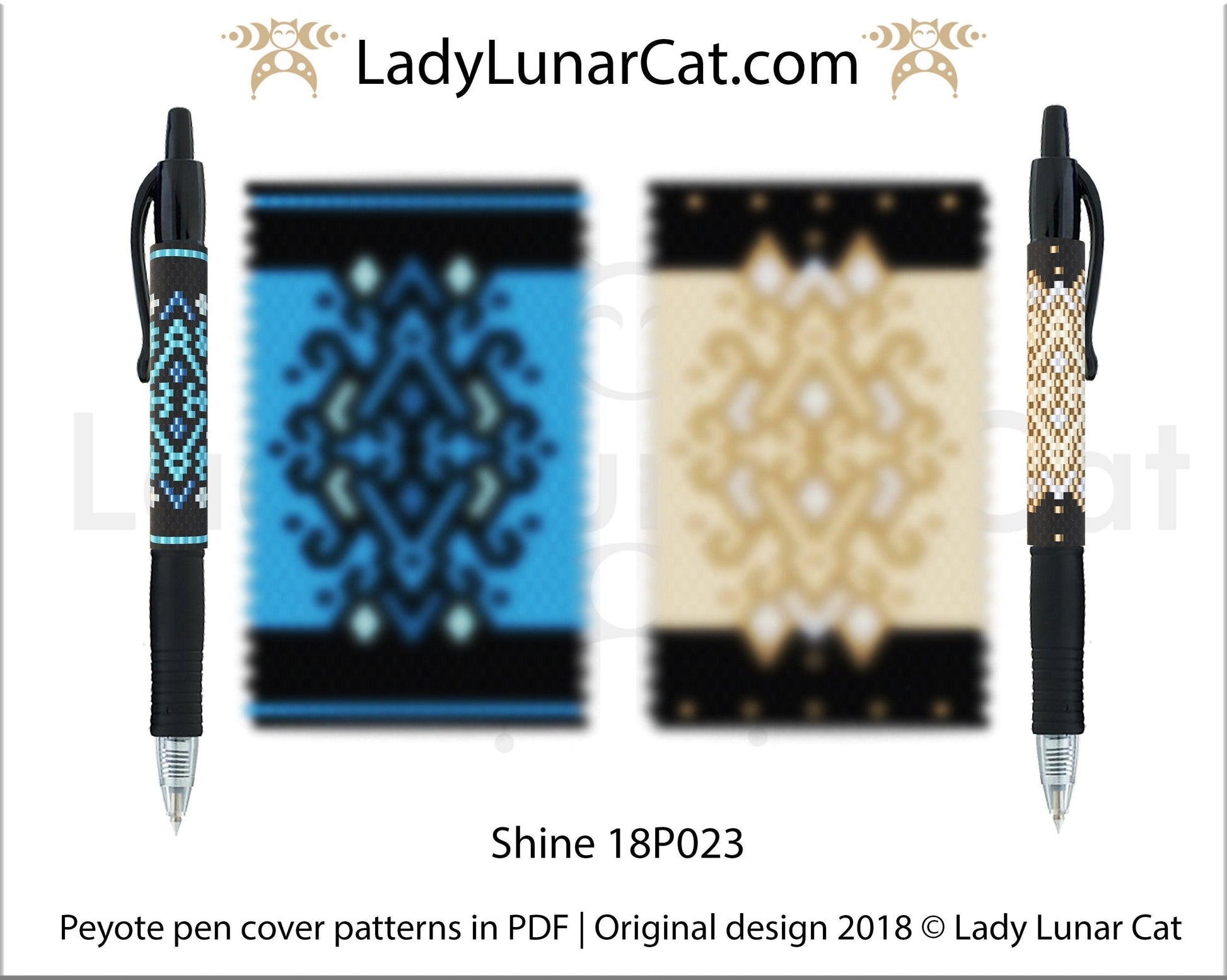 Peyote Shine Pen cover beading pattern Celestial 18P023 LadyLunarCat