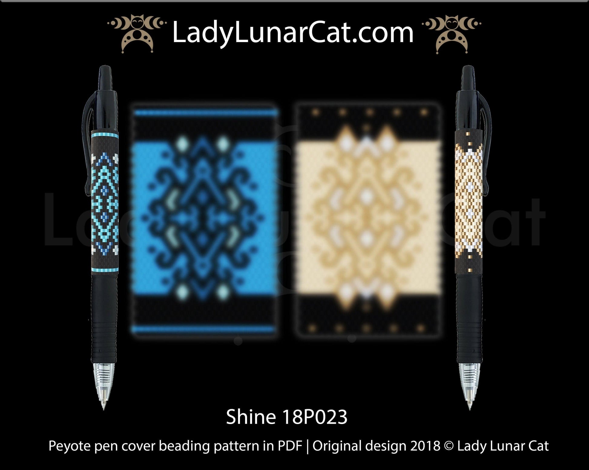 Peyote Shine Pen cover beading pattern Celestial 18P023 LadyLunarCat