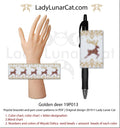 Golden deer peyote bracelet pen cover by Lady Lunar Cat — Christmas vintage gift beading PDF 19P013