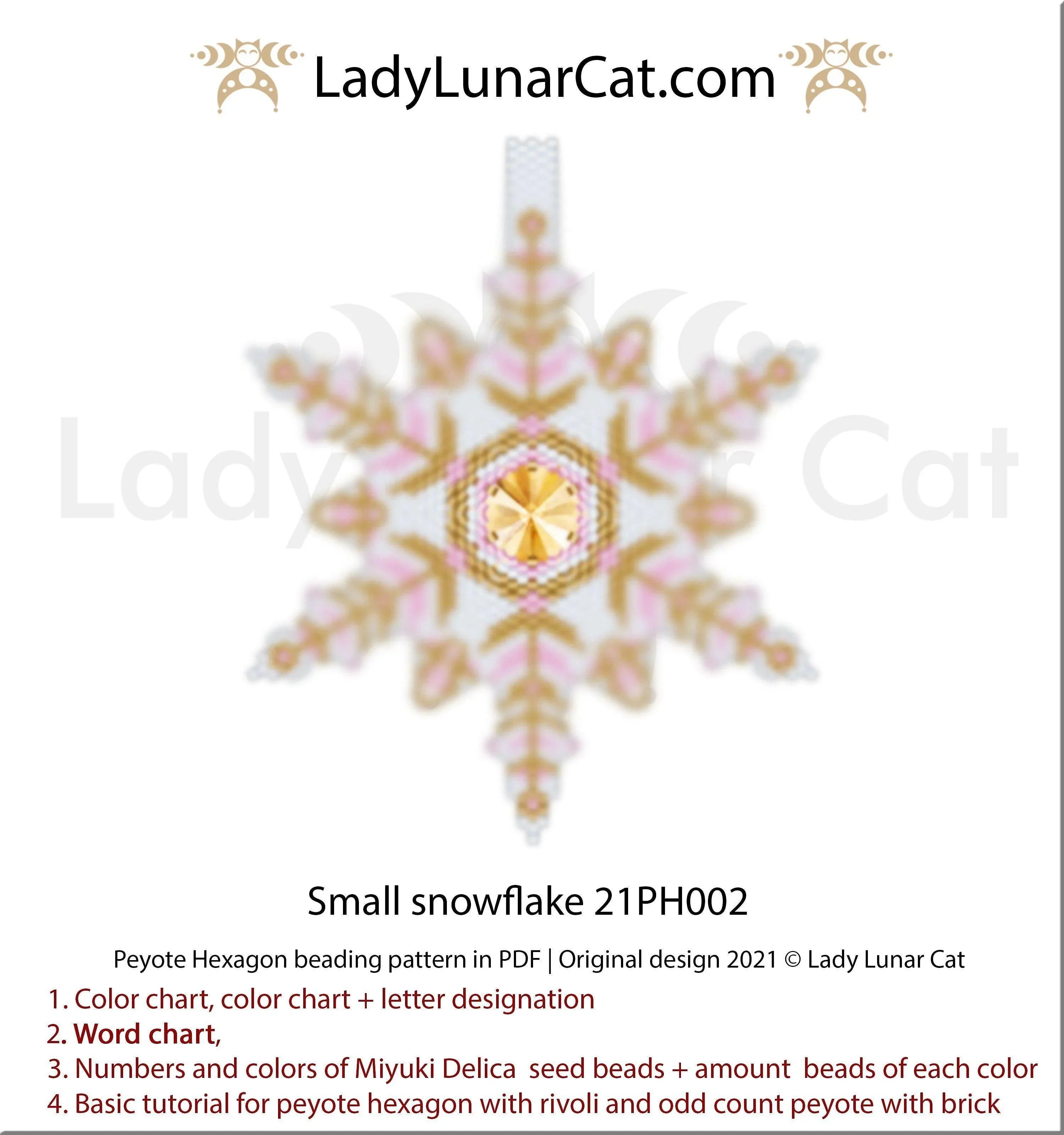 Small snowflake hexagon rivoli — Christmas vintage ornament pendant necklace beading LadyLunarCat
