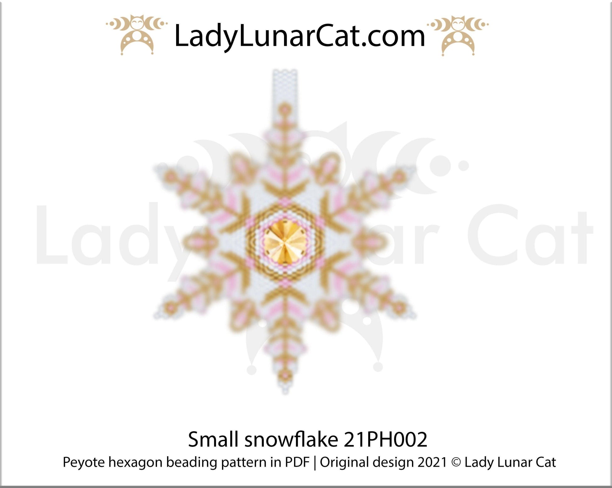 Peyote hexagon pattern for beading | Beaded hexagon Small snowflake 21PH002 LadyLunarCat