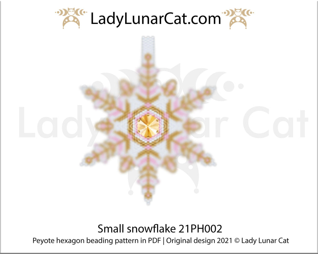 Peyote hexagon pattern for beading | Beaded hexagon Small snowflake 21PH002 LadyLunarCat