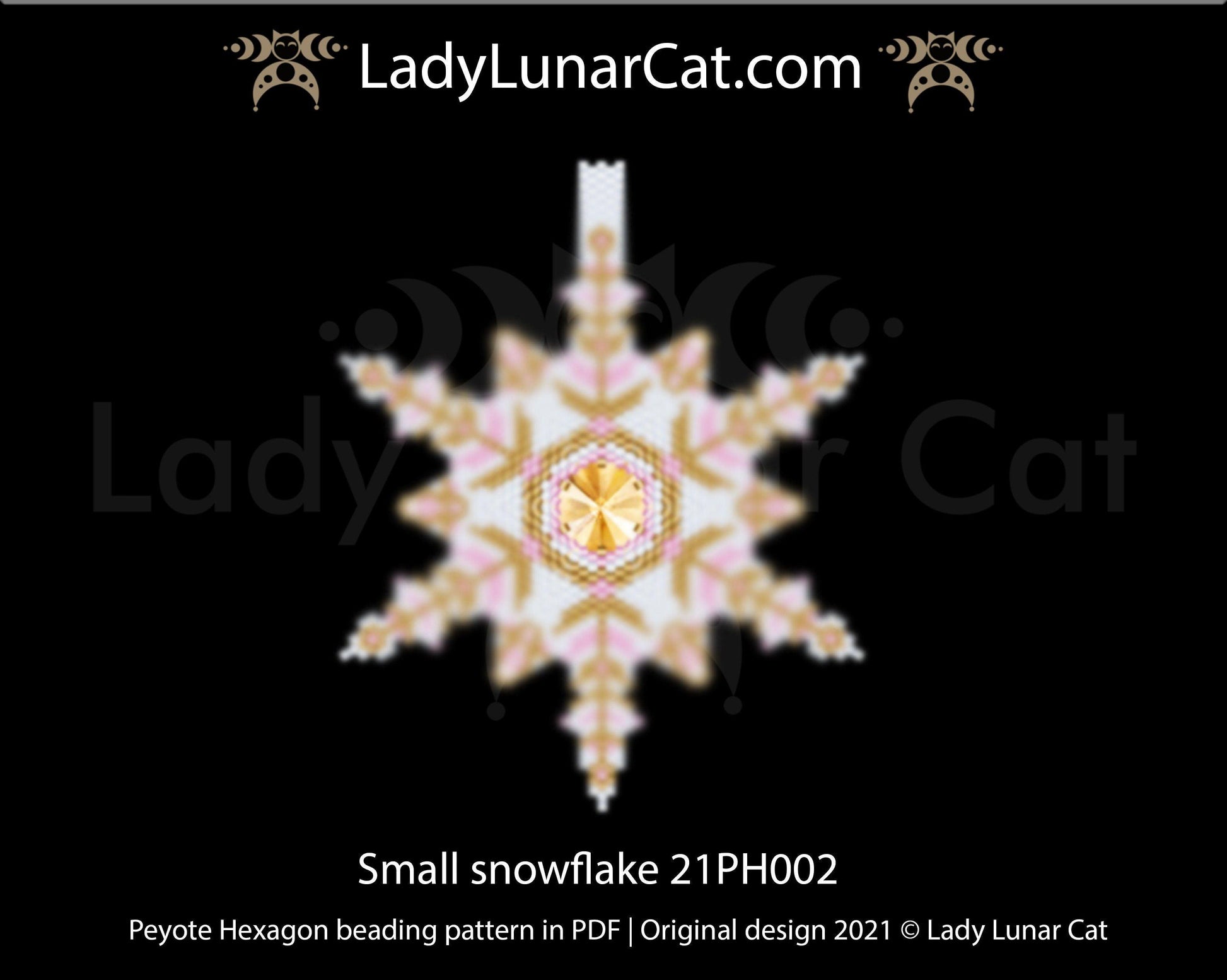 Peyote hexagon pattern for beading | Beaded hexagon Small snowflake 21PH002 LadyLunarCat