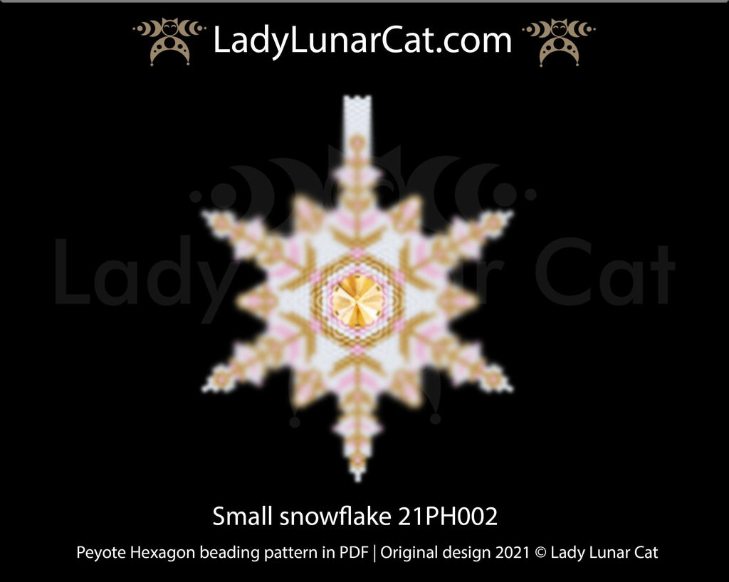 Peyote hexagon pattern for beading | Beaded hexagon Small snowflake 21PH002 LadyLunarCat