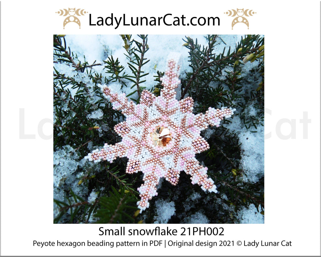 Peyote hexagon pattern for beading | Beaded hexagon Small snowflake 21PH002 LadyLunarCat