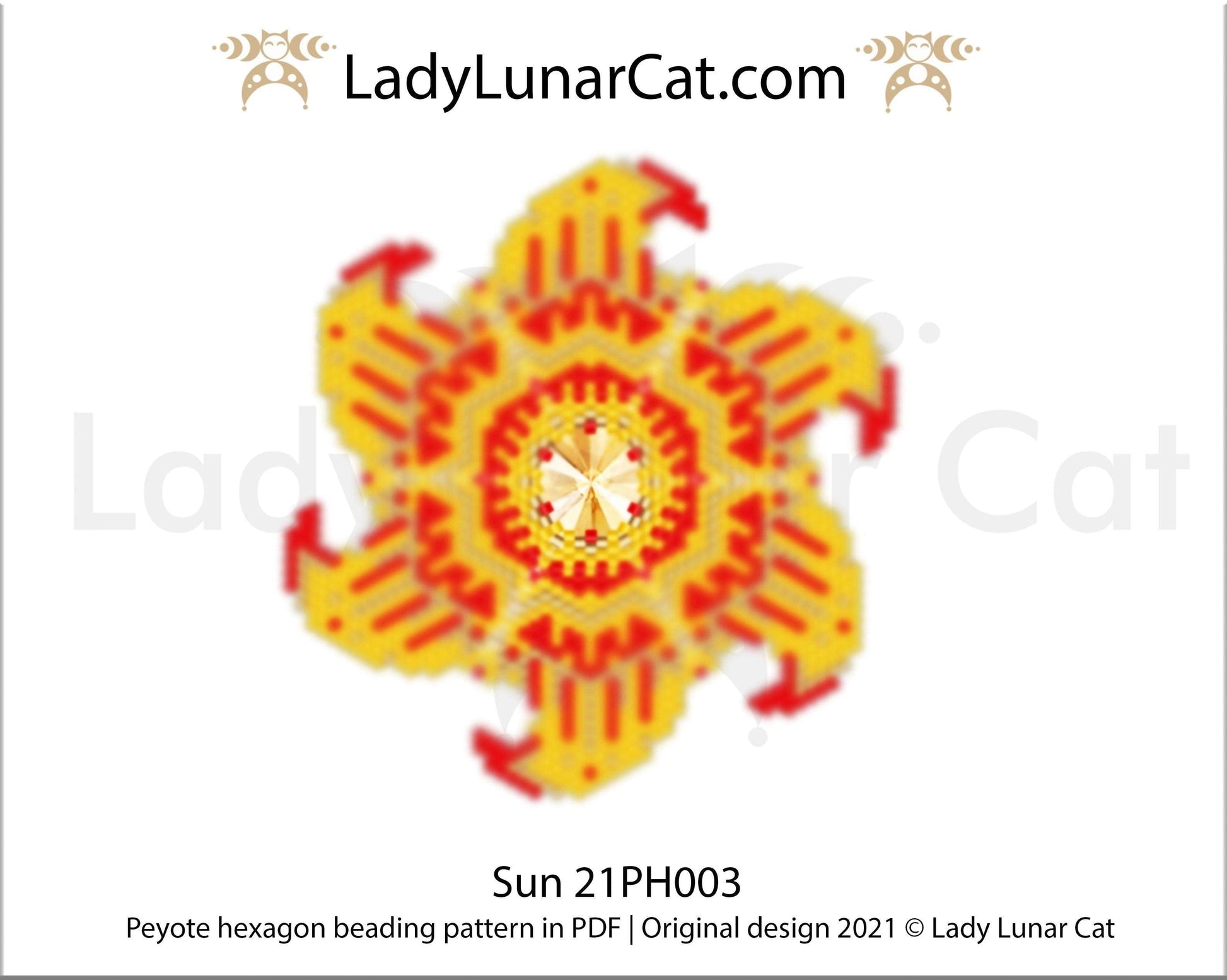 Peyote hexagon pattern for beading | Beaded hexagon Sun 21PH003 LadyLunarCat