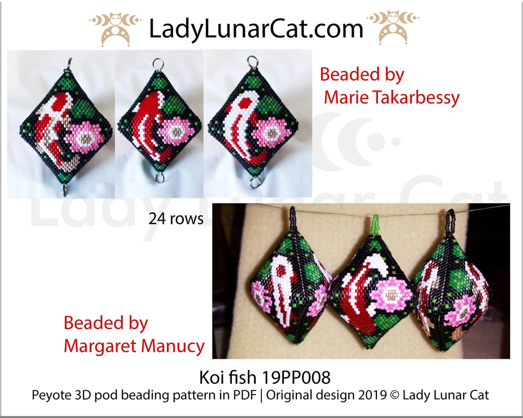 Peyote pod patterns for beading Koi fish 19PP008 LadyLunarCat