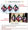 Koi fish peyote pod pattern by Lady Lunar Cat — 4 versions oriental Japanese garden beading PDF 19PP008