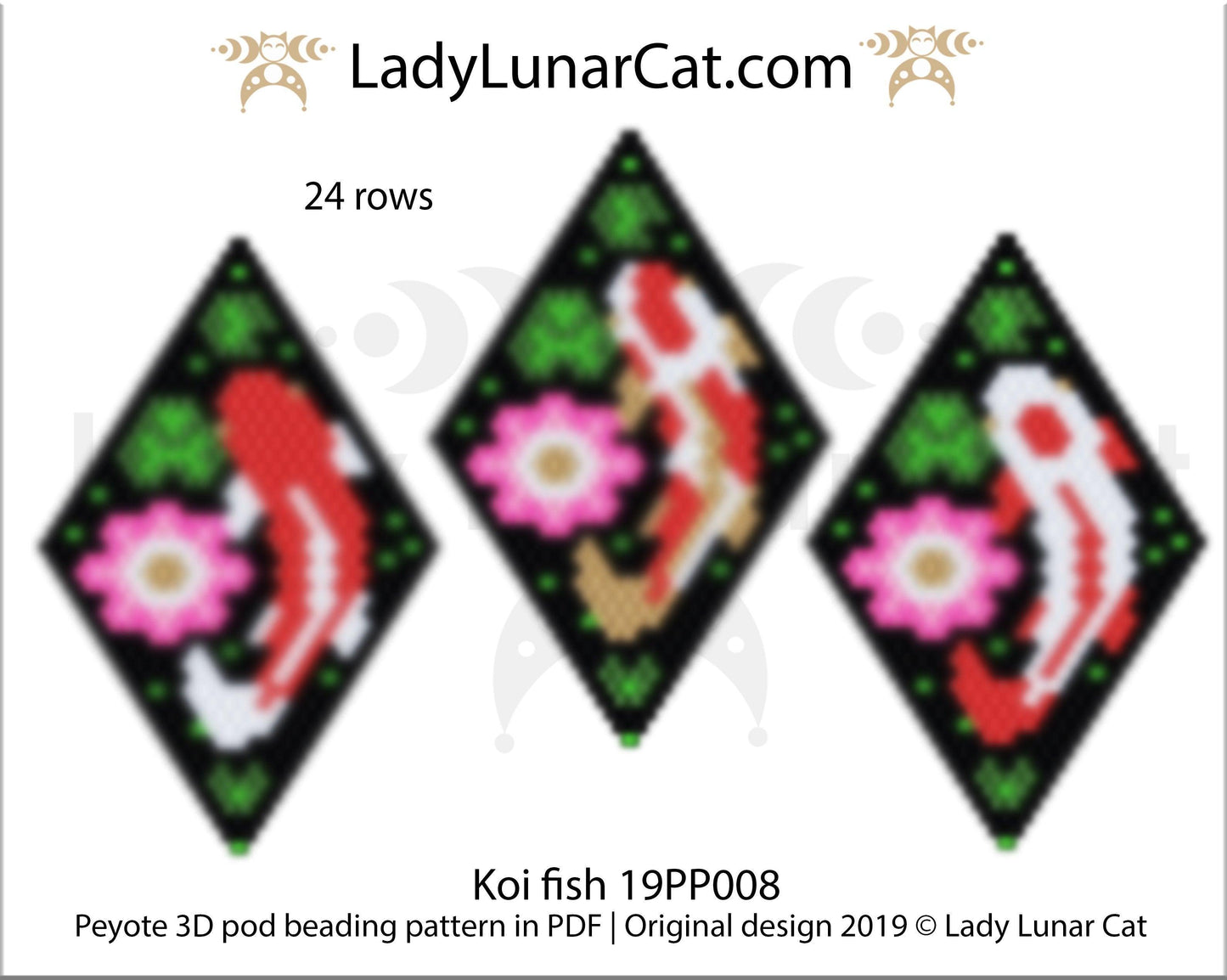 Peyote pod patterns for beading Koi fish 19PP008 LadyLunarCat